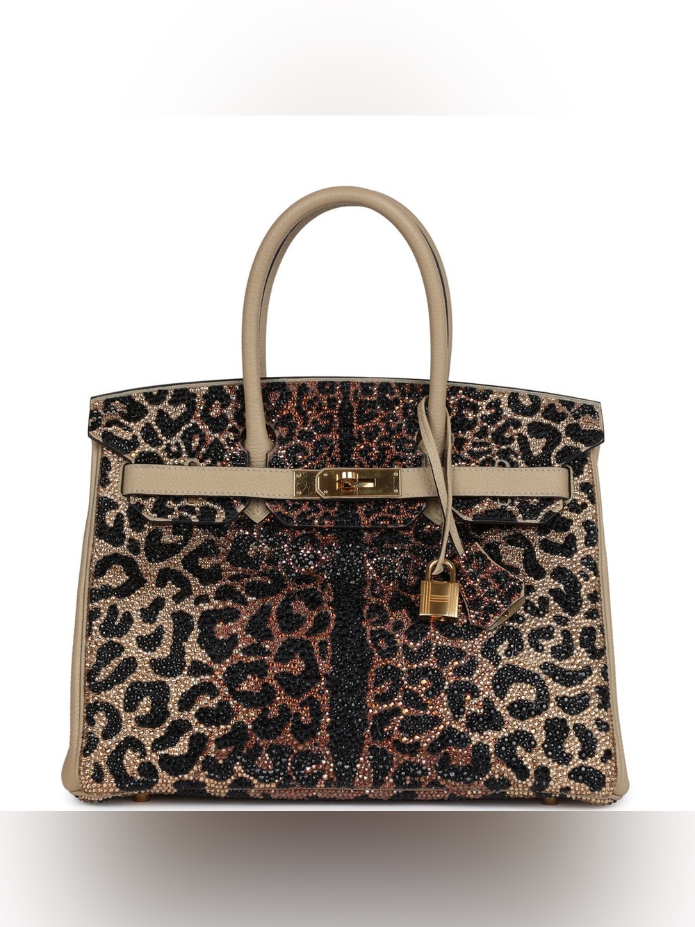 Beige Leopard Print Crystal bling H Birkin 25 Swarovski Gris Asphalte togo